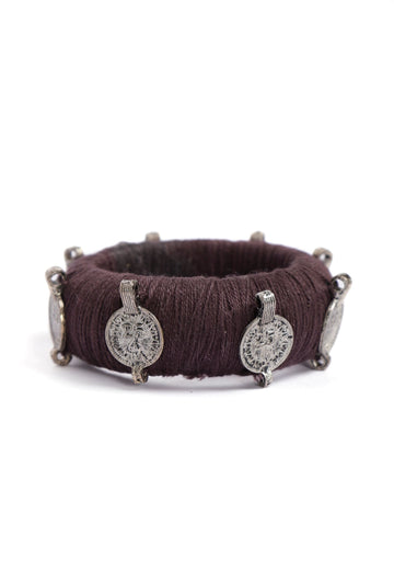 Onyx Brown Thread Wooden Bangles